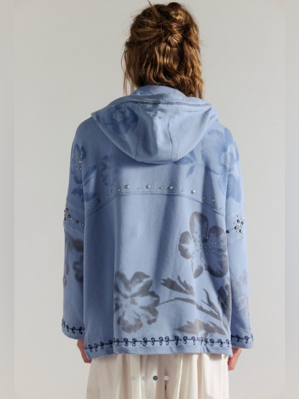Free People/We The Free Silver Half Zip Hoodie NWT Size XS Current on FP - Picture 3 of 8